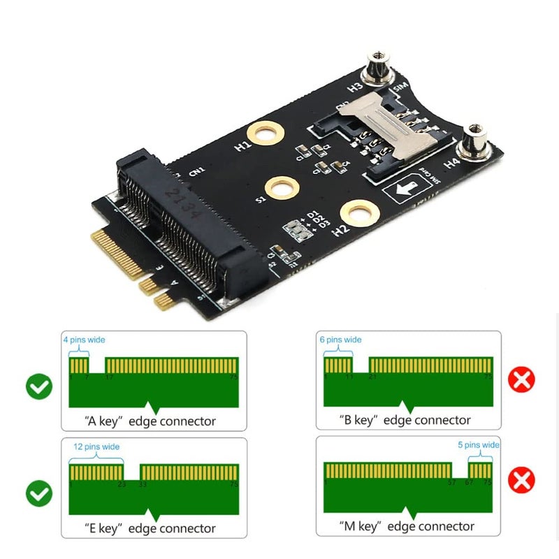 SUPERPLUS Mini PCI-E to M.2(NGFF) Key A/E Adapter with SIM Card Slot - Image 5